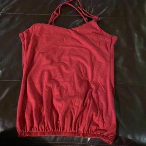 Silence + Noise XS maroon tank top with cinches waist